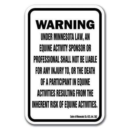 SIGNMISSION Safety Sign, 18 in Height, Aluminum, 12 in Length, Equine - Minnesota A-1218 Equine - Minnesota